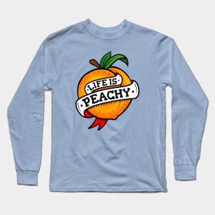 Life Is Peachy Retro Tattoo Style Long Sleeve T-Shirt